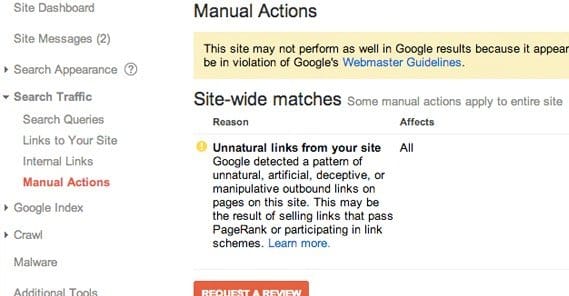 Google Webmaster Violation