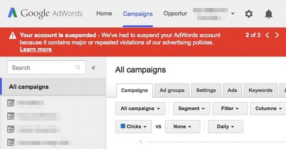Adwords Banned