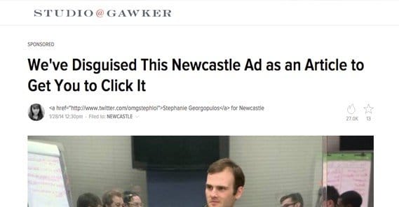 Newcastle Joke Ad