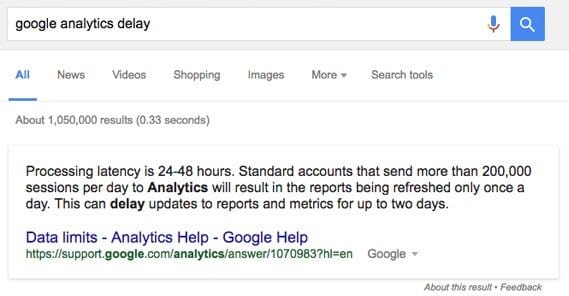 Google Analytics Delay