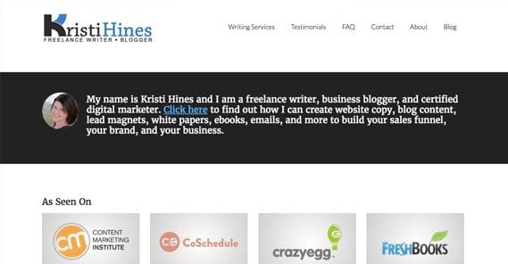 Kristi Hines Website Example