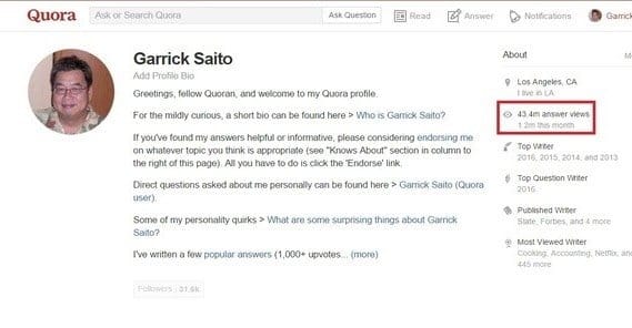 Example Quora Profile