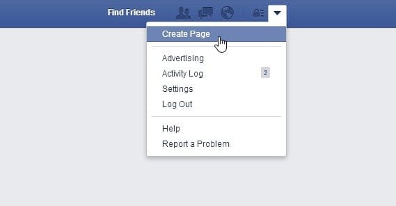 Facebook Create Page Prompt