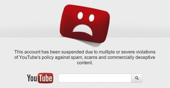 YouTube Account Suspended Malware