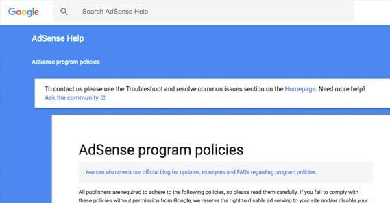 AdSense Program Policies