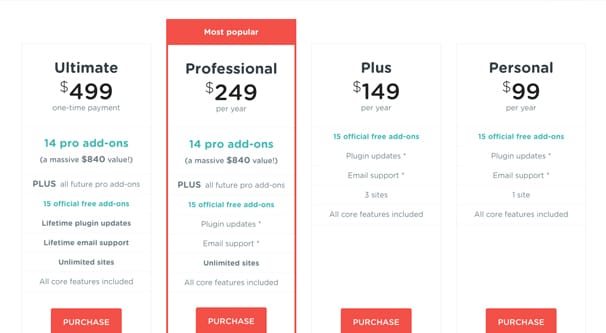 AffiliateWP Pricing Page