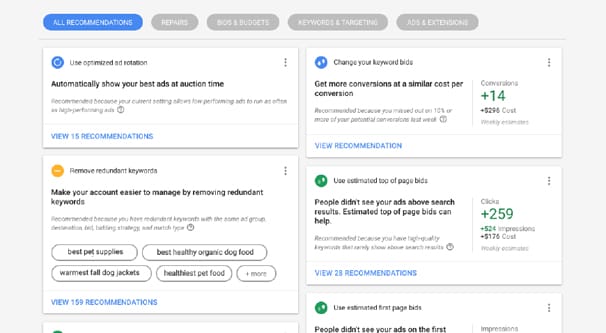 Changes to AdWords Account