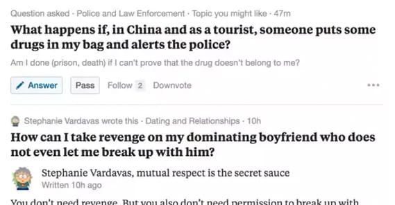 Example Questions on Quora