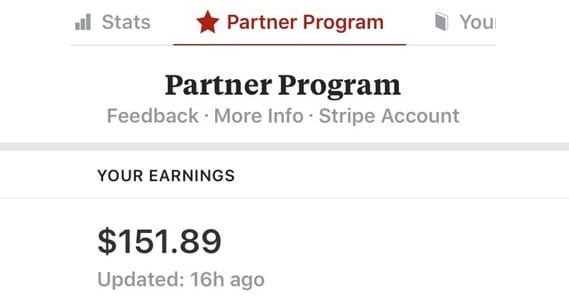 Example of Partner Program Earnings