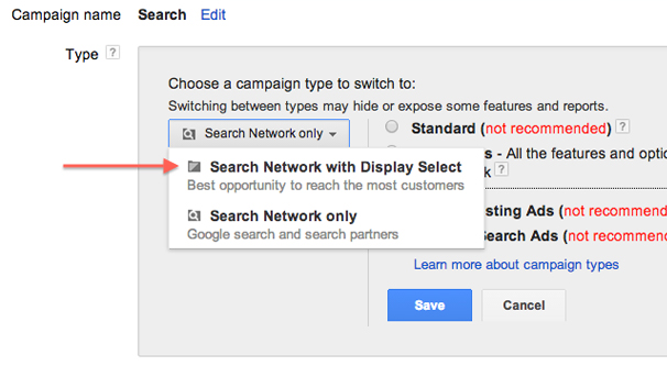 Search Network Display Select