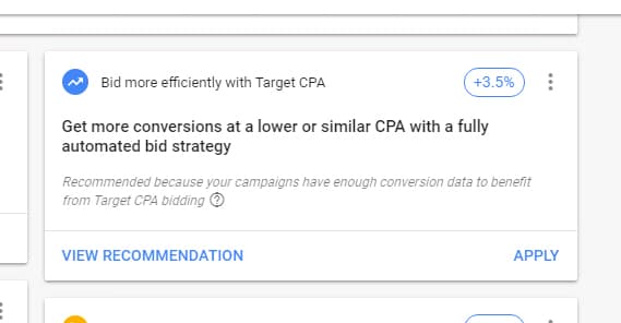 Google CPA Recommendation