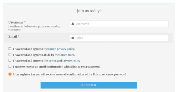 Forum Registration Screenshot
