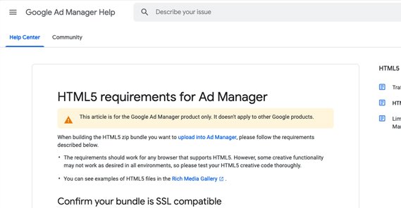 Google Ad HTML5 Requirements